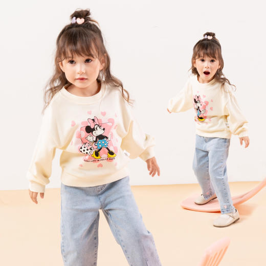 迪士尼童装女童套头卫衣2024秋季新款甜美米妮爱心印花宝宝衣服ZD3DS011 商品图1