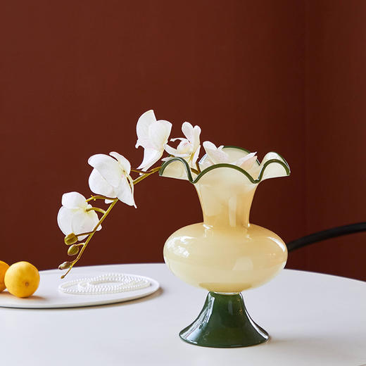 简约中古奶油复古玻璃花瓶摆件客厅餐桌水培插法式轻奢风装饰品 商品图4