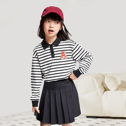 女童翻领长袖针织衫秋季新款安奈儿童装EG431543 商品图2