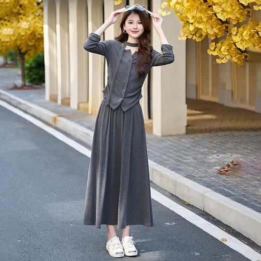 温柔风一整套搭配韩系休闲，别致减龄半身裙两件套HR-YRX9138 商品图2