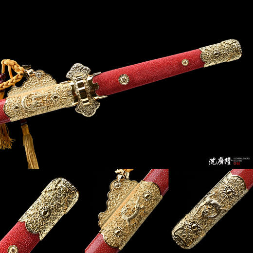 紫云 唐剑 豪华唐剑 花纹钢一体刀剑硬剑长剑龙泉沈广隆剑 未开刃 商品图4