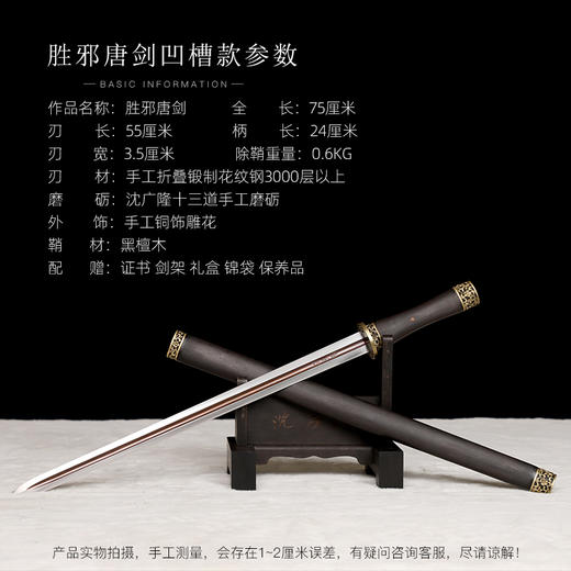 铜装胜邪剑 汉剑  龙泉沈广隆宝剑 手工一体剑传统宝剑  未开刃 商品图2