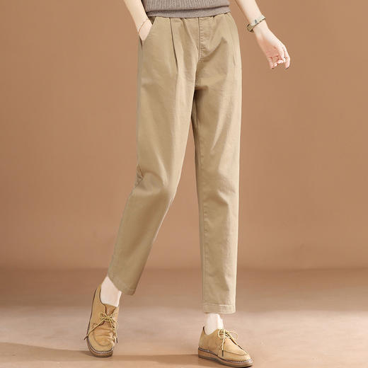 松紧腰哈伦宽松长裤，百搭卡其色休闲裤GYM-PT1861 商品图0