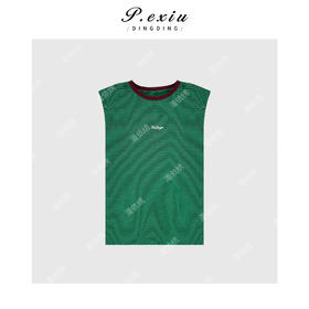 01-1 潘依绣丁丁宠粉韩系设计款撞色条纹圆领无袖背心 Q5051