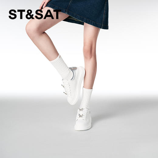 星期六闪烁蝴蝶厚底小白鞋SSC3112072 商品图3