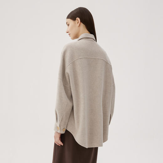 谜底羊毛呢大衣女2024秋款休闲风百搭大口袋中长款外套243MD1083 商品图2