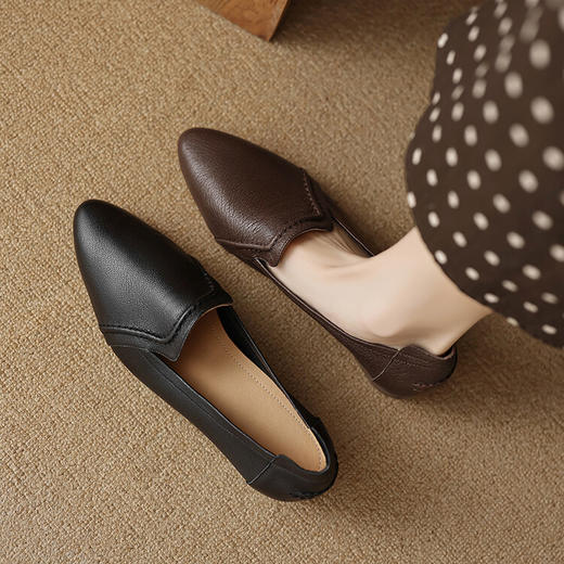 【预售5天】法式复古羊皮奶奶鞋，时尚里外全皮女单鞋SY&G1346 商品图0