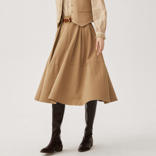 谜底宽松半身裙2024秋季新品通勤风百搭高腰A字裙长半裙243MB0982 商品图1