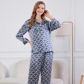 6A级真丝睡衣夏季桑蚕丝睡衣女两件套丝绸睡衣女士高端睡衣长衣裤