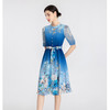 司歌雪纺印花渐变连衣裙短袖显瘦优雅A891192y 商品缩略图0
