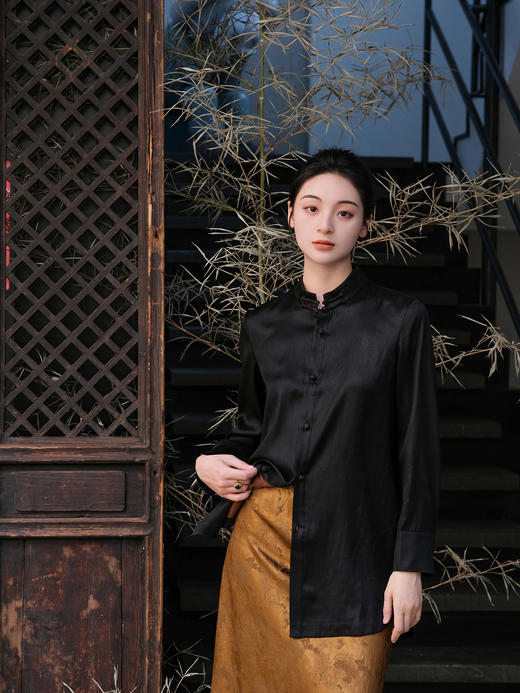 盛唐牡丹 |重缎皮子香云纱女衬衫 商品图4