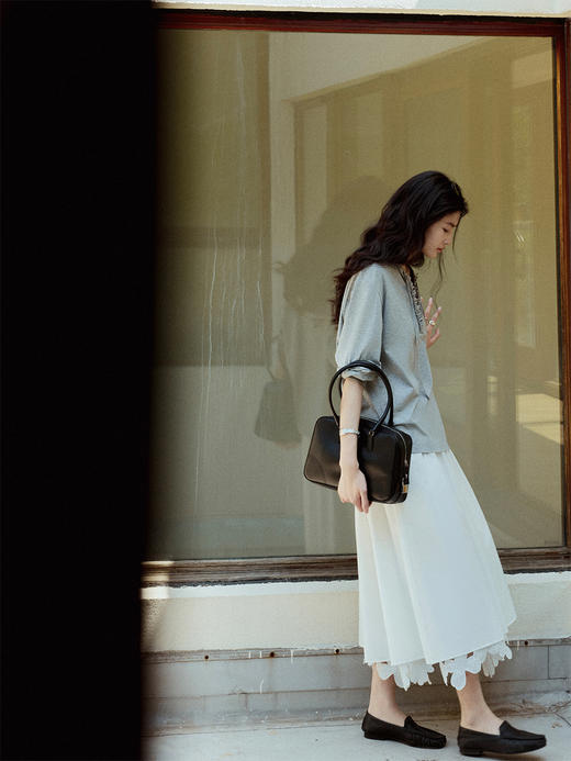 Even Vintage|松弛自由感 白色A字裙拼接立体镂空花边刺绣半裙 商品图4