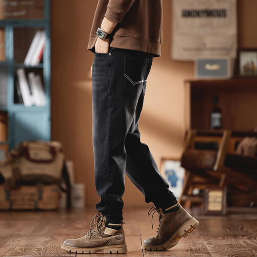 【新款DQ】大依优型大码小脚牛仔裤长裤男舒适休闲简约百搭加肥加大男装潮款 商品图3