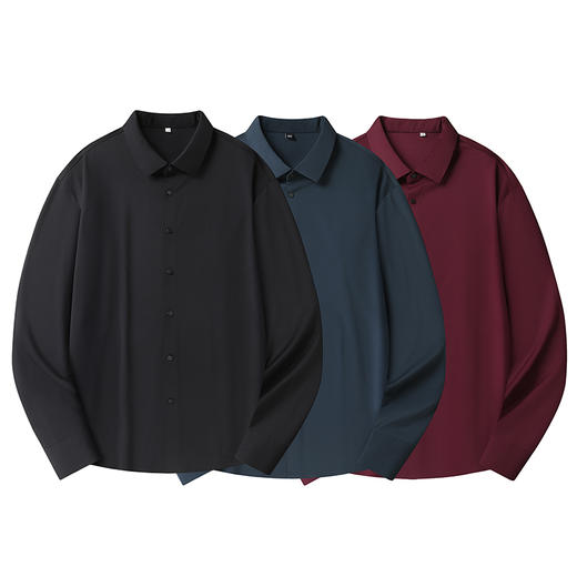 【新款DWP】大依优型大码弹力长袖衬衫翻领男装加肥加大体恤大号上衣胖子商务休闲 商品图1