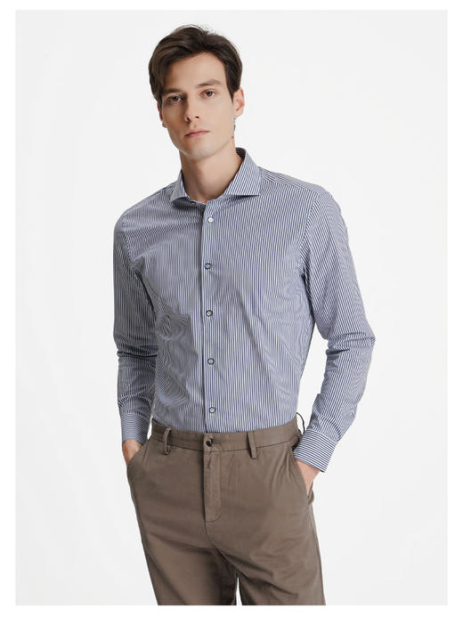 callisto蓝色意大利面料长袖衬衫 商品图2