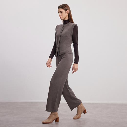 【无袖针织马甲外套】24年秋季新品女士100%羊毛无袖针织小外套 商品图3