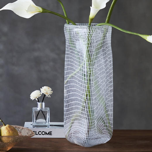厂家批发客厅现代简约网格透明花瓶家居装饰品创意三角玻璃花瓶 商品图1