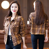 HT1000835129 长袖格子衬衫外套女春秋2024年早春新款短款衬衣显瘦韩版女士上衣 商品缩略图3