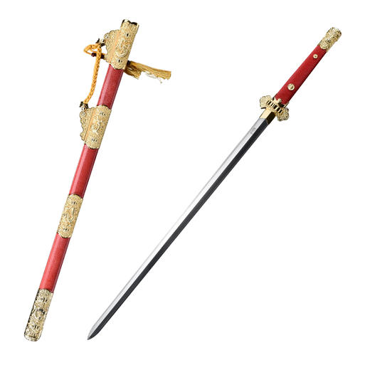 紫云 唐剑 豪华唐剑 花纹钢一体刀剑硬剑长剑龙泉沈广隆剑 未开刃 商品图6