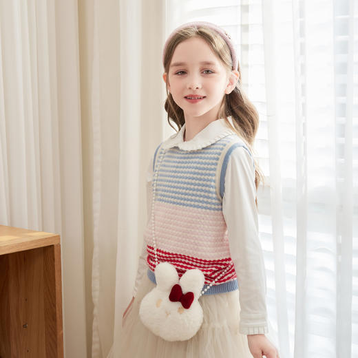 mettekids儿童100%羊绒衫2024秋季新款女童毛衣马甲彩色针织背心 商品图4