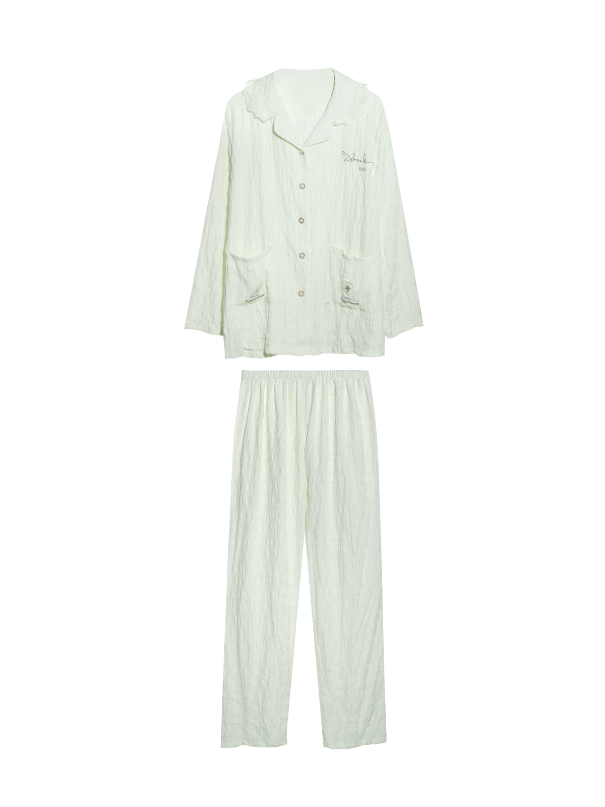 【满2件/99元】【秀黛】女翻领云朵棉经典长袖套装女士女士睡衣L3551024T【门店同款】