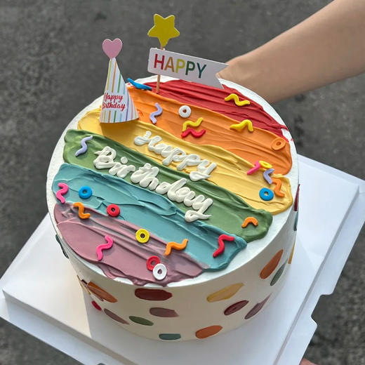 【遇见彩虹】五彩缤纷，会有好运-冰淇淋生日蛋糕 商品图0