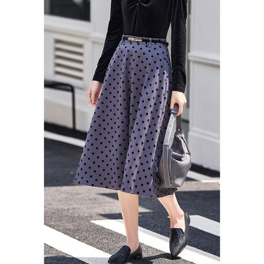 剩S 米思阳2026春季新款复古气质波点半身裙通勤高腰不规则裙子女3698 商品图1