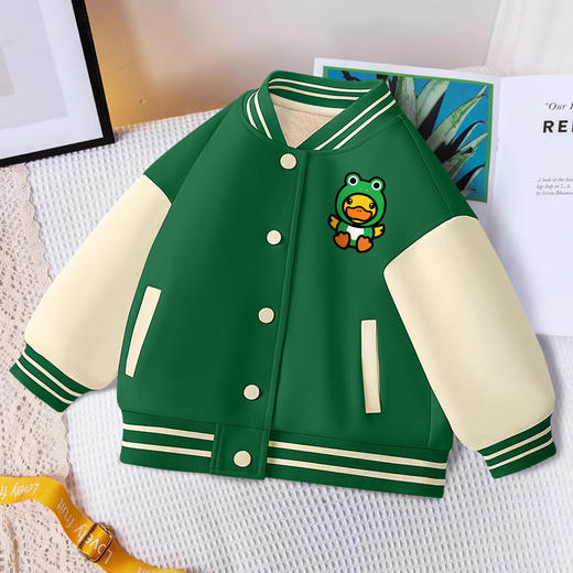 小黄鸭儿童外套2024年秋冬款加绒立领棒球服中小童夹克衫洋气潮牌 商品图0