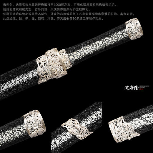青萍剑 沈州作品 龙泉沈广隆宝剑 手工高档传统剑 未开刃sgl-2026 商品图1