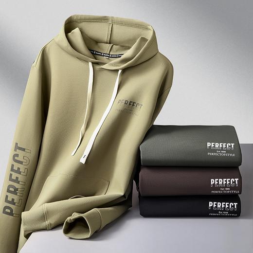 【新款DK】大依优型大码男装印花连帽卫衣长袖T恤加肥加大胖子上衣男士打底T恤休闲帽衫 商品图2