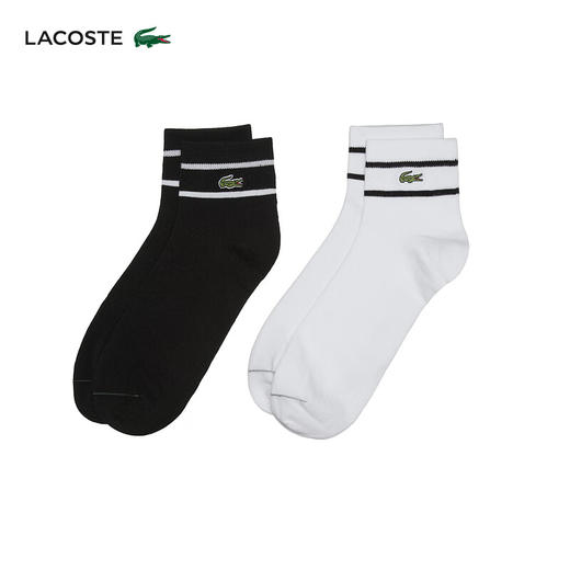 Lacoste法国鳄鱼男女同款新款条纹休闲舒适透气短筒袜子RA2932-98 商品图1