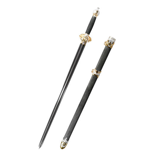 寅虎剑 双色 手工花纹钢宝剑 龙泉沈广隆手工一体宝剑 未开刃 商品图6