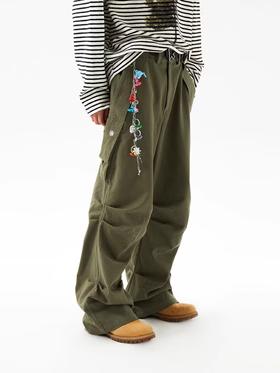 FMACM/CK2451/延伸立体口袋打褶堆叠宽松阔腿工装裤