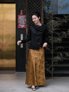 盛唐婧 |月白中式国风丝毛半身裙