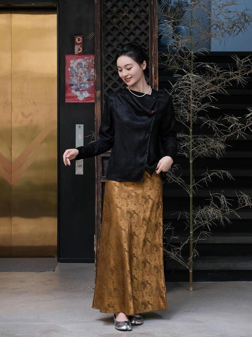 盛唐婧 |月白中式国风丝毛半身裙 商品图0