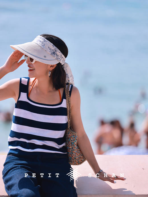 PETIT SCHAN小闪 #066 A Midsummer night's dream 仲夏夜之梦 法式飘带印花大檐空顶帽 商品图4