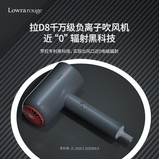 【直发】罗拉低辐射负离子电吹风D8（铁砂灰） 商品图1