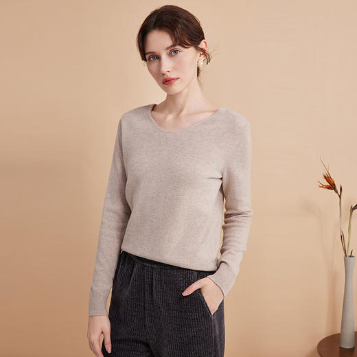 EITIE爱特爱秋季新款羊毛羊绒舒适保暖打底百搭针织衫D2401409 商品图6
