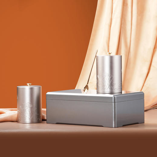 见喜【灰.实木烤漆.双合金罐+1茶勺】150元1套.整箱16套 商品图2