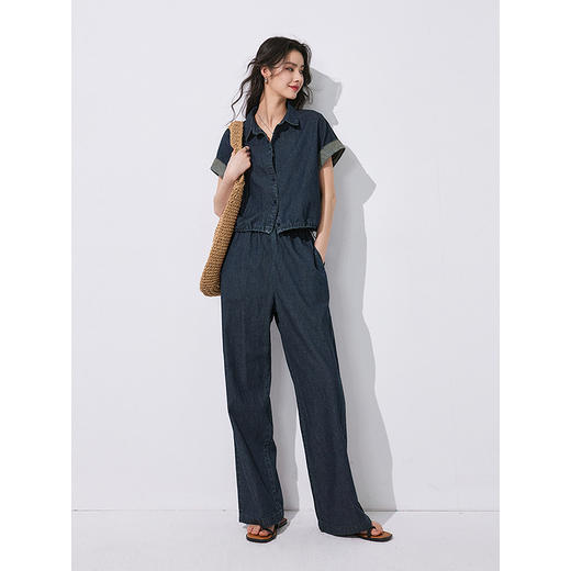 棉仓353619002-汉麻牛仔阔腿裤 商品图1