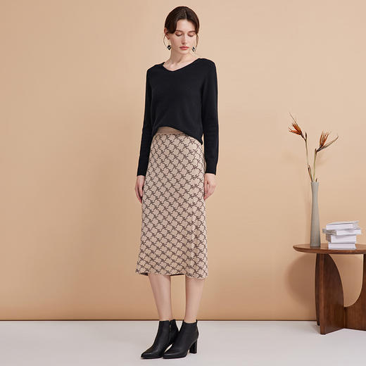 EITIE爱特爱气质优雅通勤百搭时尚高腰包臀a字针织半身裙24春新款A2401303 商品图1