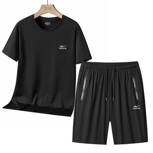 【鸿星尔克 】夏季冰丝速干高弹力T恤短裤两件套EK-JH33807 【 商品图4