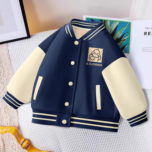 小黄鸭儿童外套2024年秋冬款加绒立领棒球服中小童夹克衫洋气潮牌 商品图8