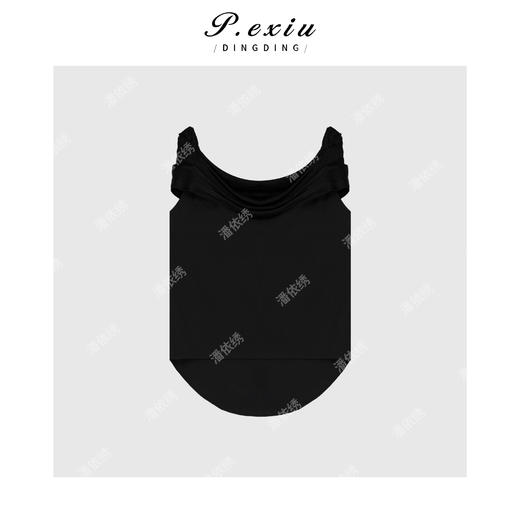 01-1 潘依绣丁丁宠粉法式一字肩立体褶皱不规则衬衫上衣W-2043 商品图0