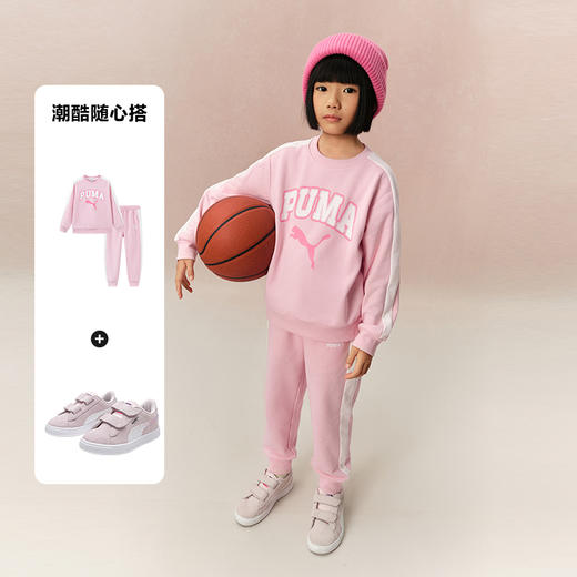 PUMA彪马官方正品 新款儿童长袖套装T7拼接休闲加绒套装 商品图3
