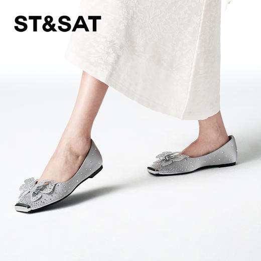 星期六金属方头仙女风蝴蝶水钻平底单鞋SSC3111321 商品图2