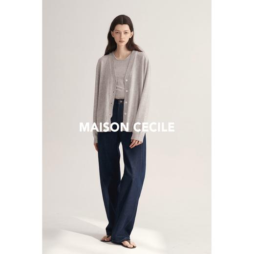 MAISON CECILE奶白/浅灰羊绒羊毛针织宽松百搭开衫 商品图3