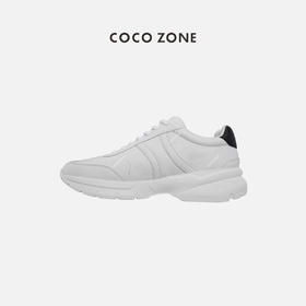  COCO ZONE 啊甘小白鞋字母C拼色百搭系带厚底休闲运动鞋24C60030