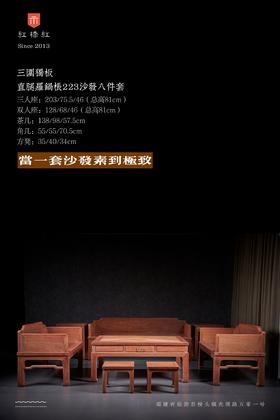 红桥红  家具严选  缅甸花梨（大果紫檀）【三围独板直腿罗锅枨 二二三 沙发八件套】