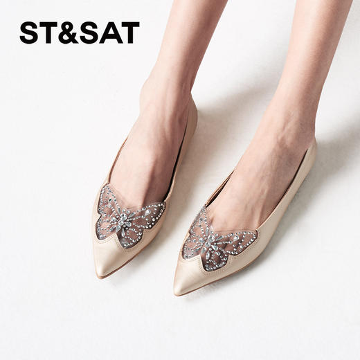 星期六闪钻蝴蝶尖头平底单鞋SSC3111275 商品图0
